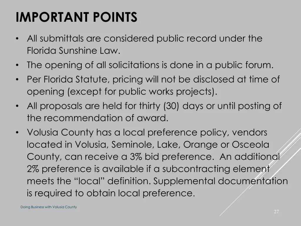important points