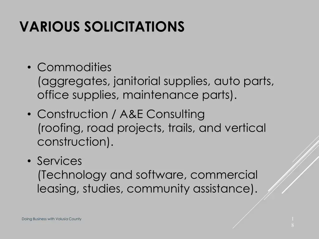 various solicitations