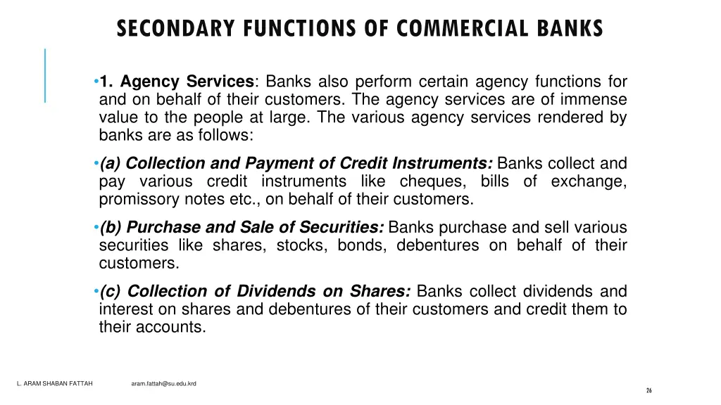 secondary functions of commercial banks 1