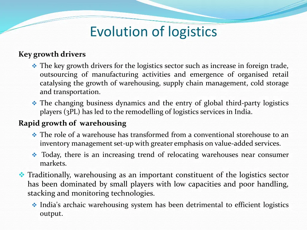 evolution of logistics