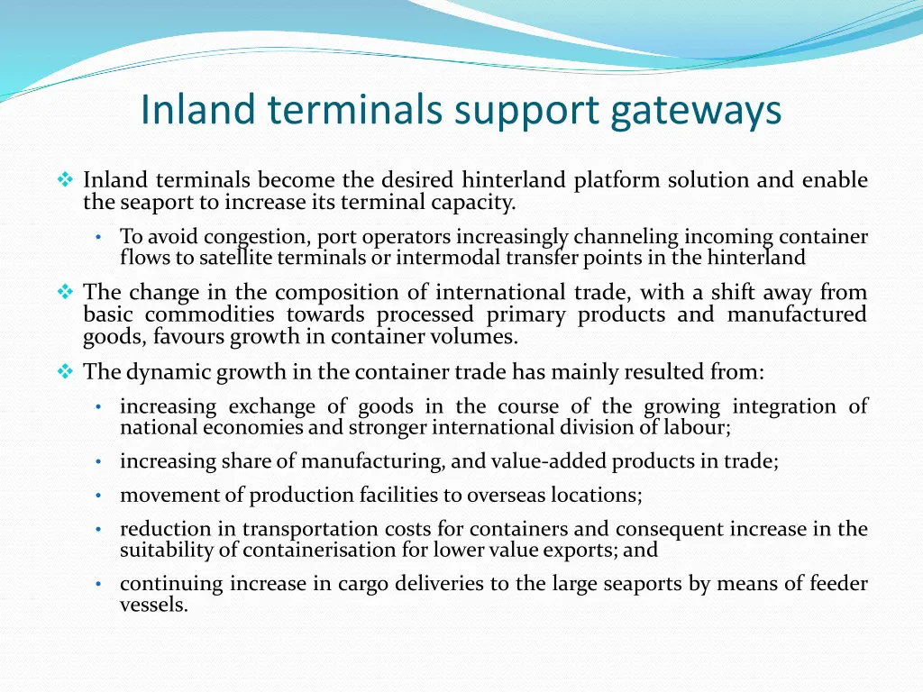 inland terminals support gateways