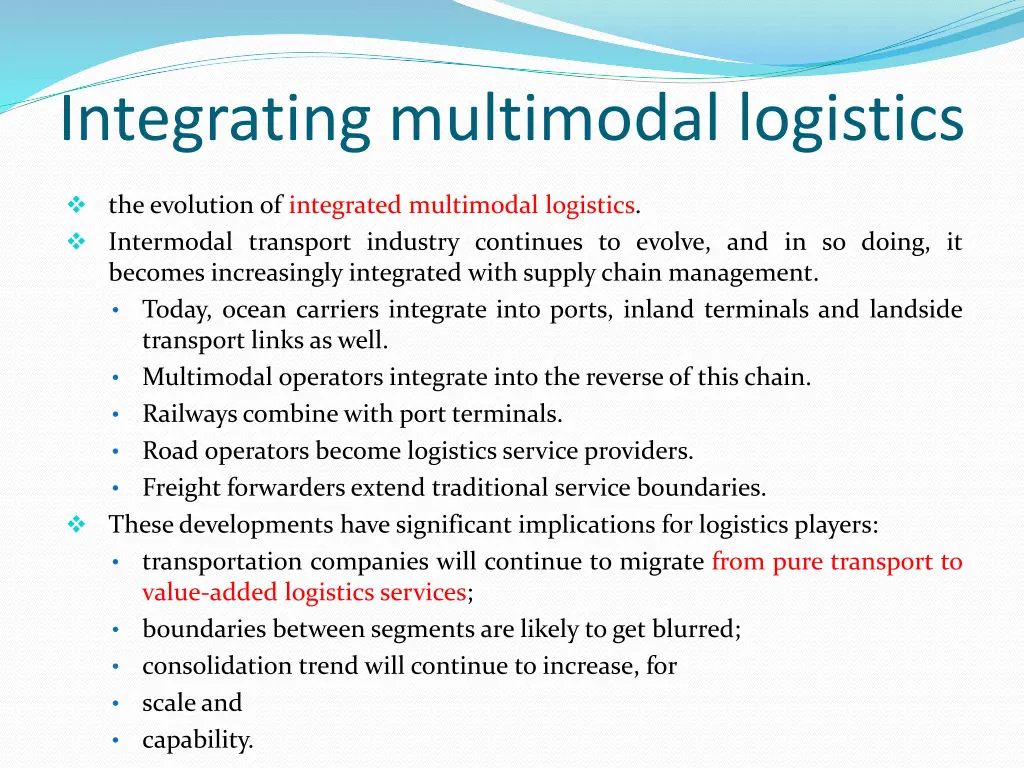 integrating multimodal logistics
