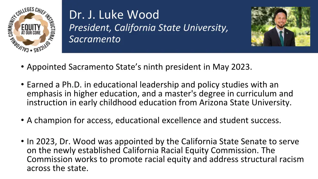 dr j luke wood president california state