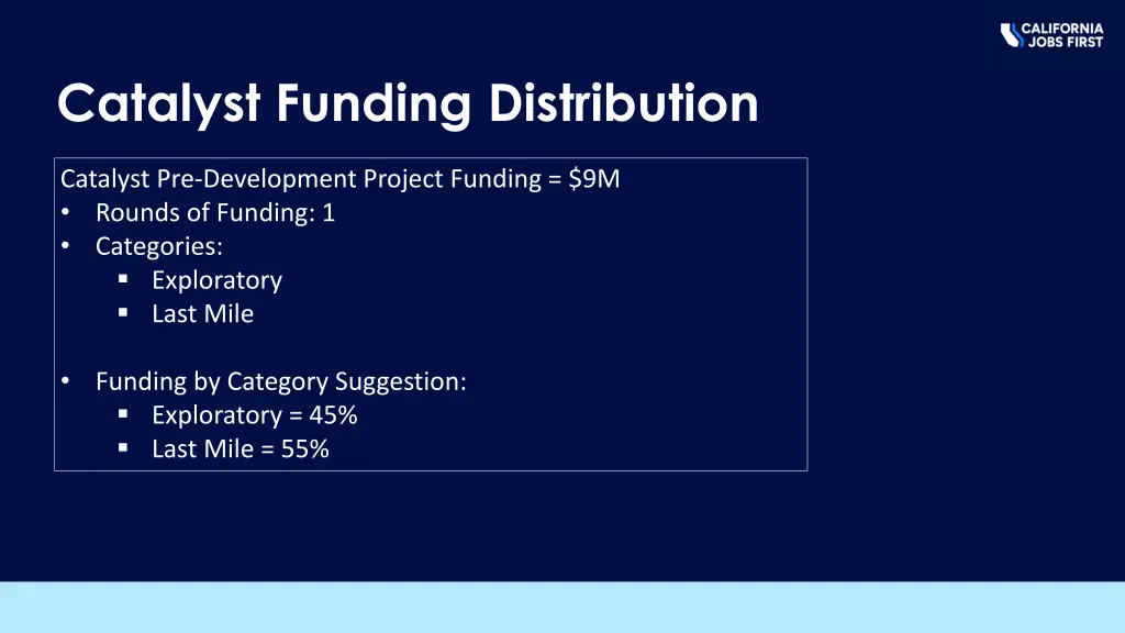 catalyst funding distribution catalyst