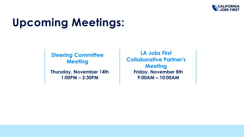 upcoming meetings