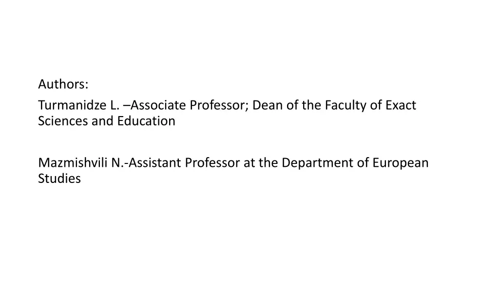 authors turmanidze l associate professor dean