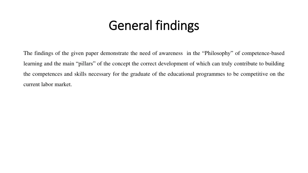 general findings general findings