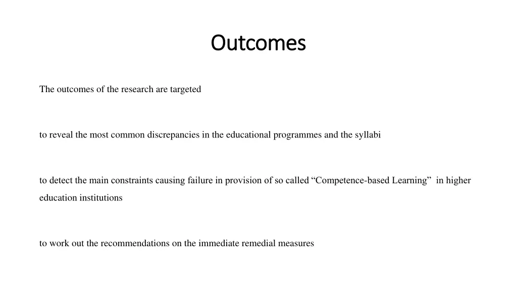 outcomes outcomes