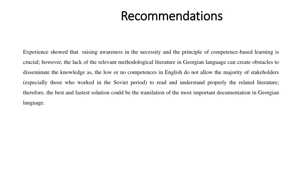 recommendations recommendations