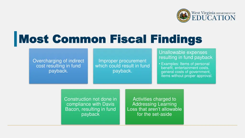 most common fiscal findings most common fiscal