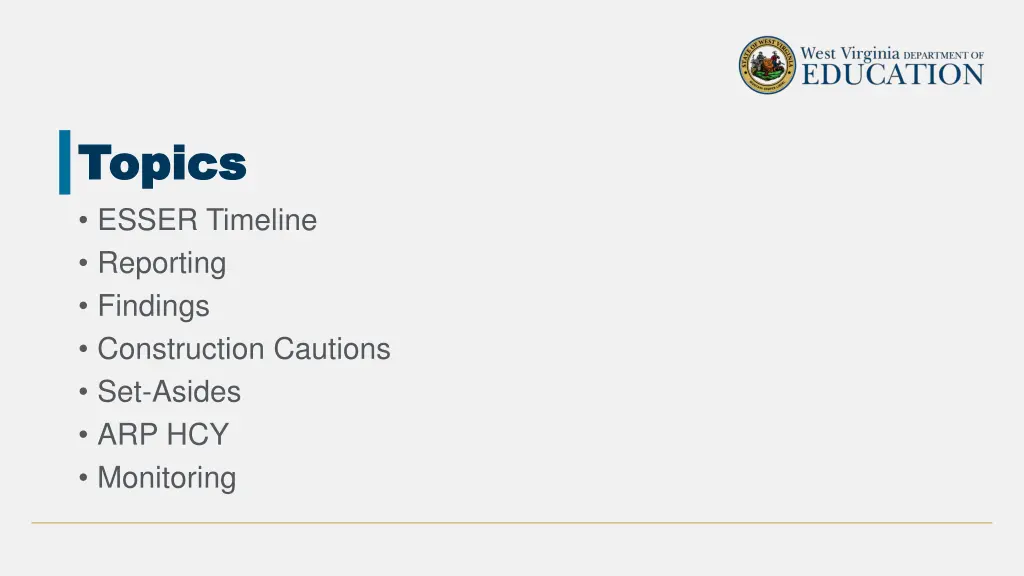 topics topics esser timeline reporting findings
