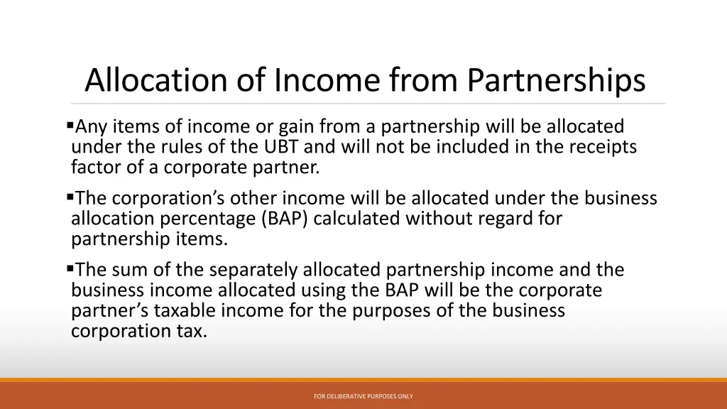 allocation of income from partnerships 1