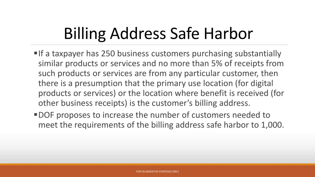 billing address safe harbor