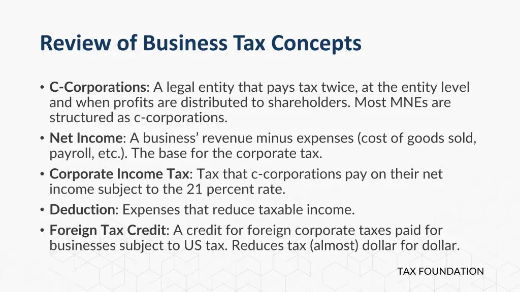 review of business tax concepts