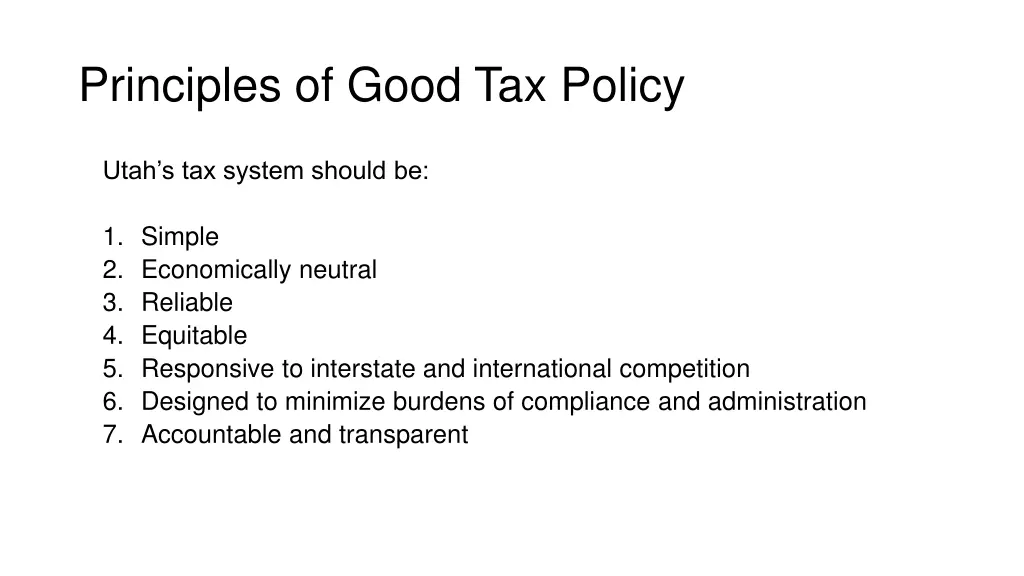 principles of good tax policy