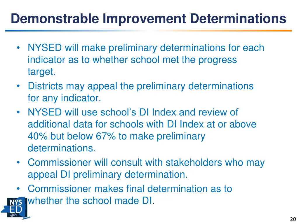 demonstrable improvement determinations 1