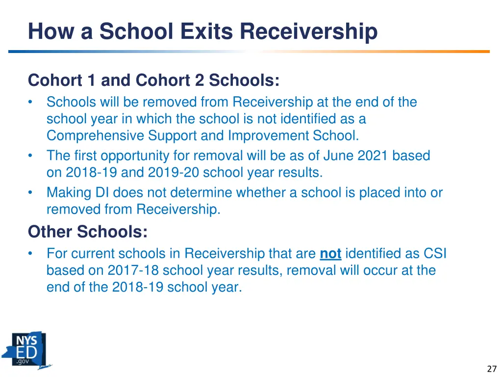 how a school exits receivership