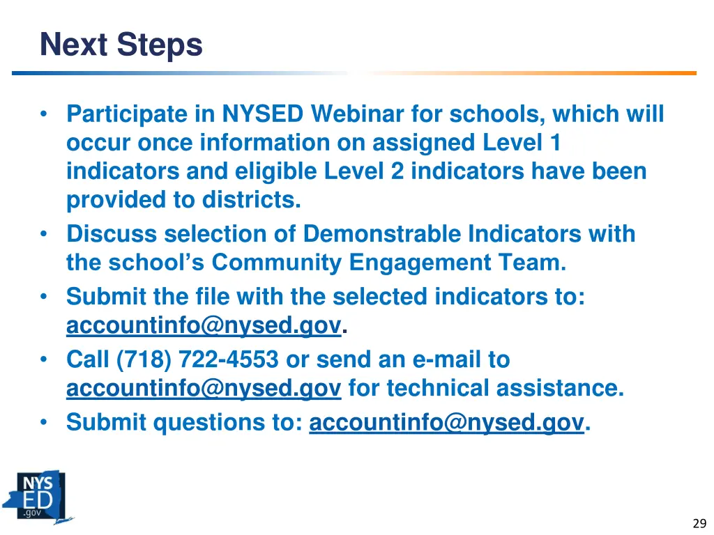 next steps