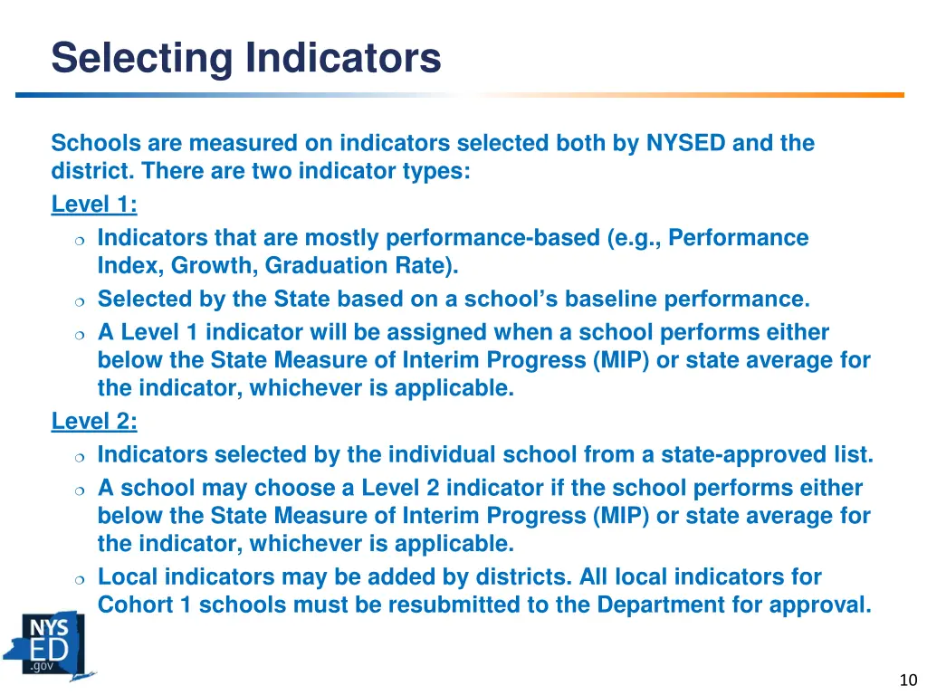 selecting indicators