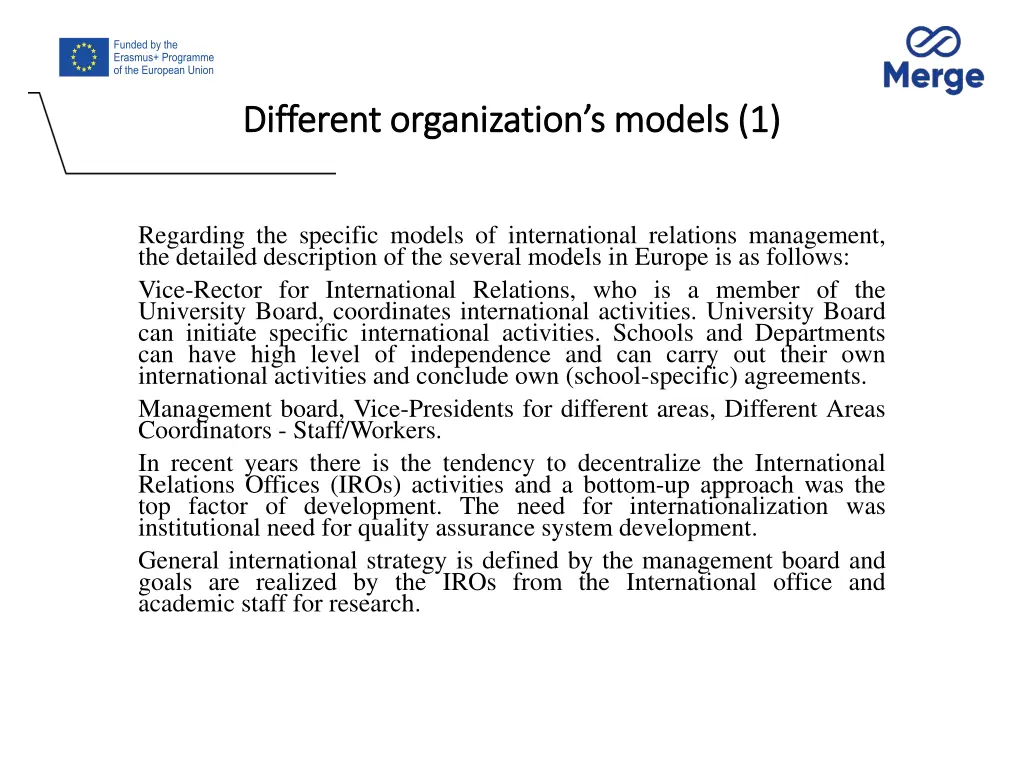 different organization s models 1 different