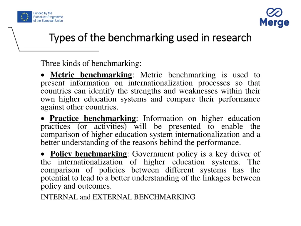 types of the benchmarking used in research types