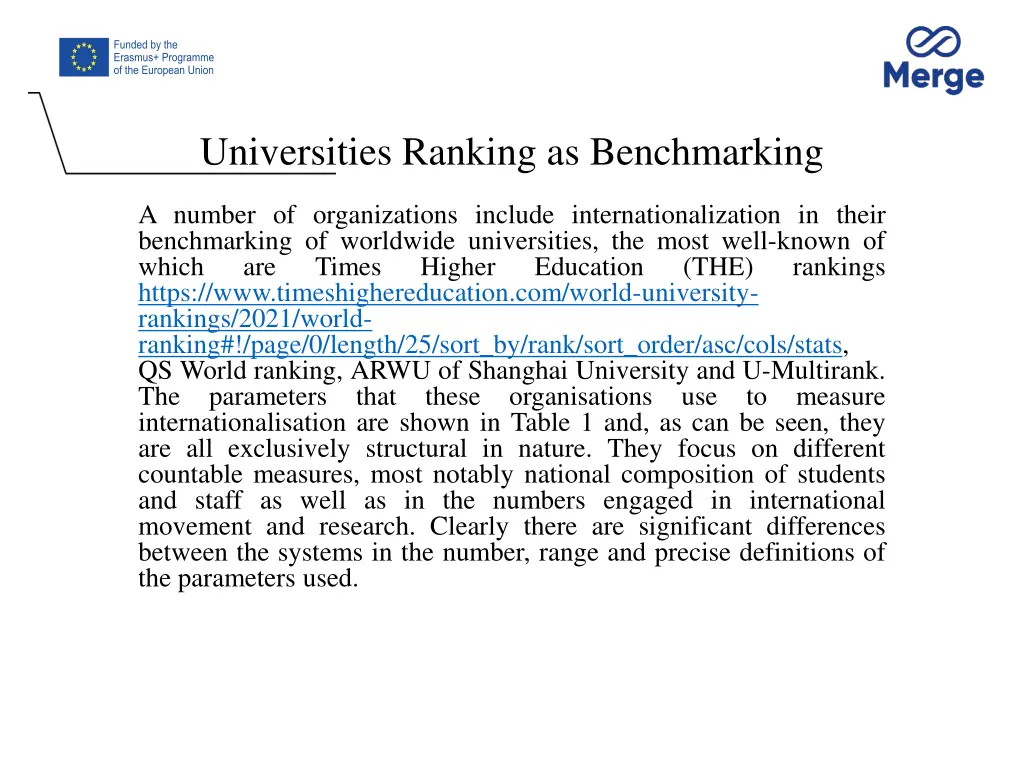 universities ranking as benchmarking 1
