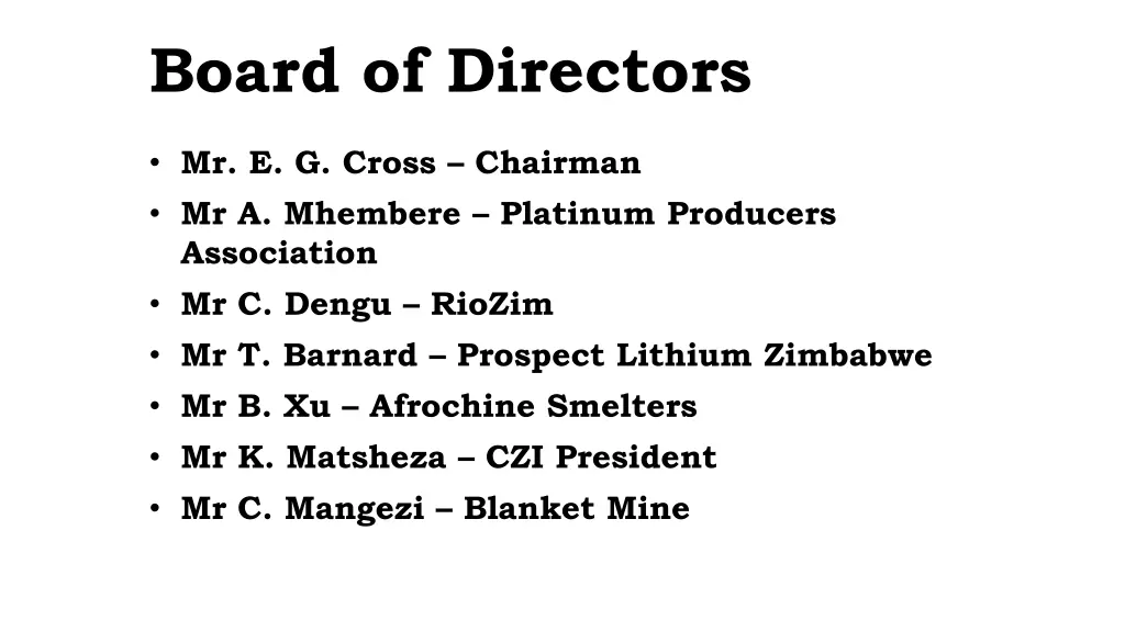 board of directors