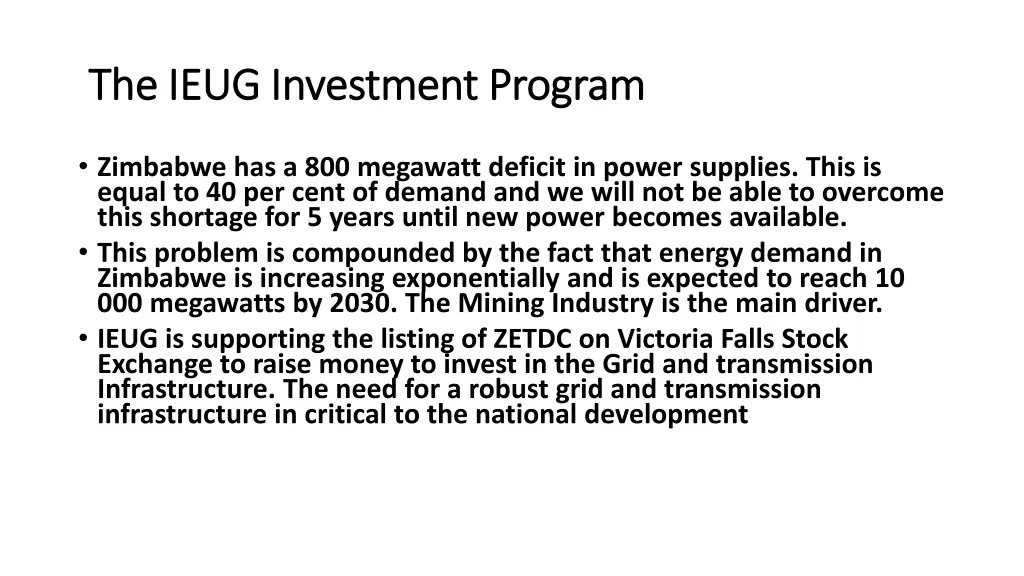 the ieug investment program the ieug investment