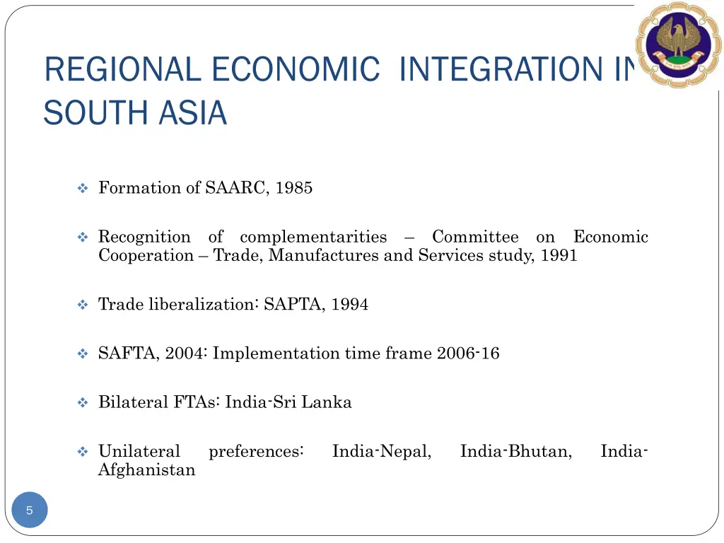 regional economic integration in south asia