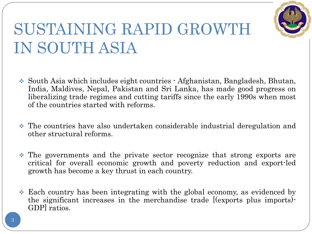 sustaining rapid growth in south asia