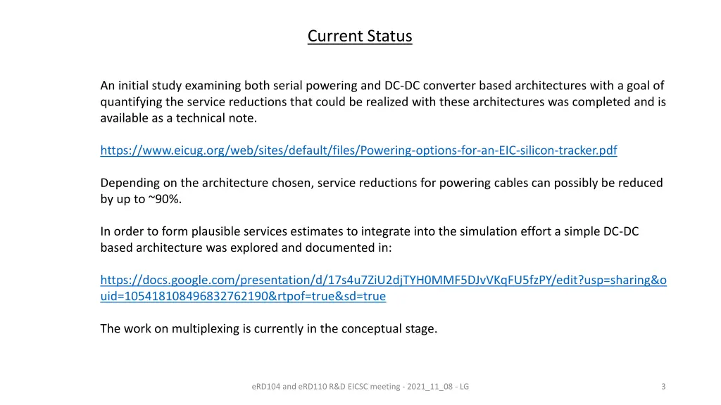 current status