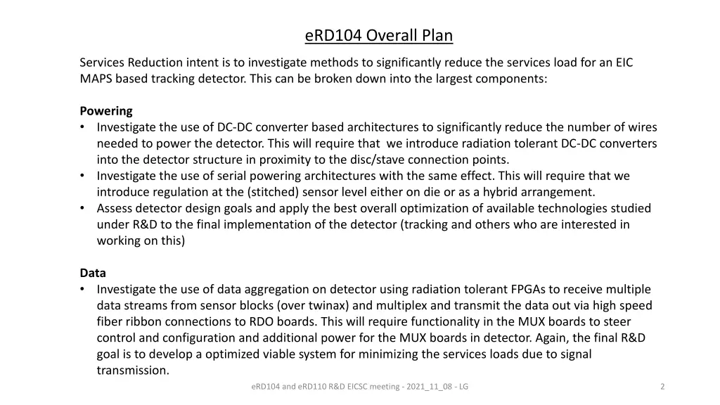 erd104 overall plan