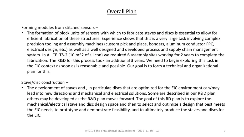 overall plan