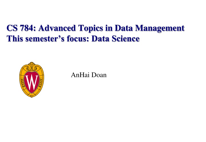 cs 784 advanced topics in data management this