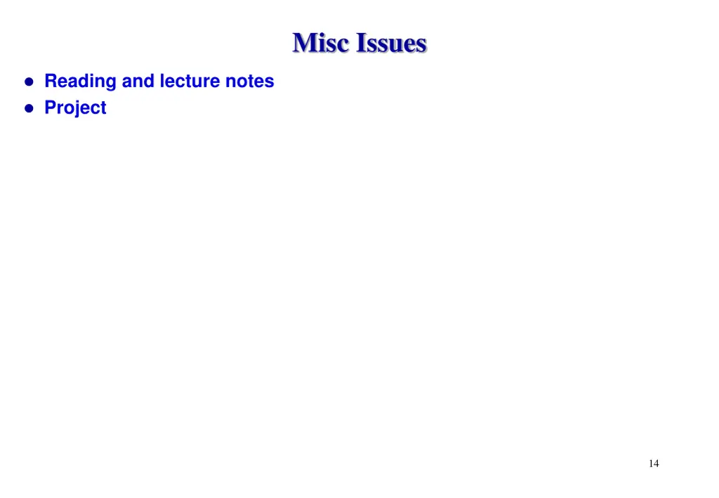 misc issues