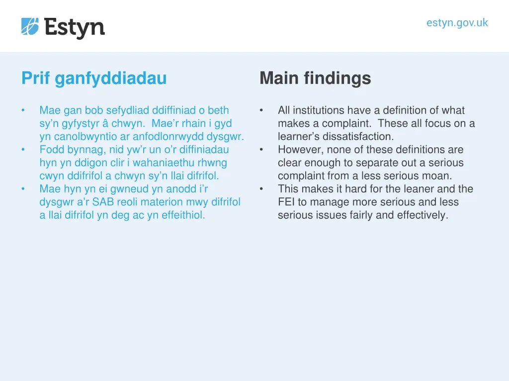 prif ganfyddiadau 3