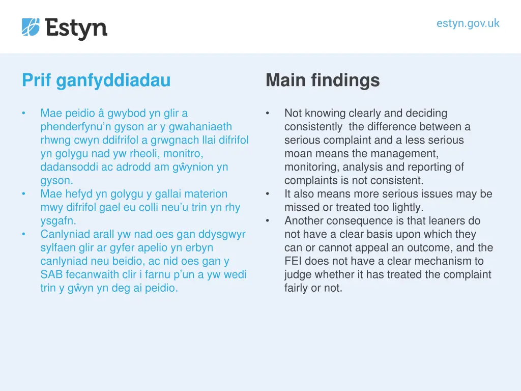 prif ganfyddiadau 4