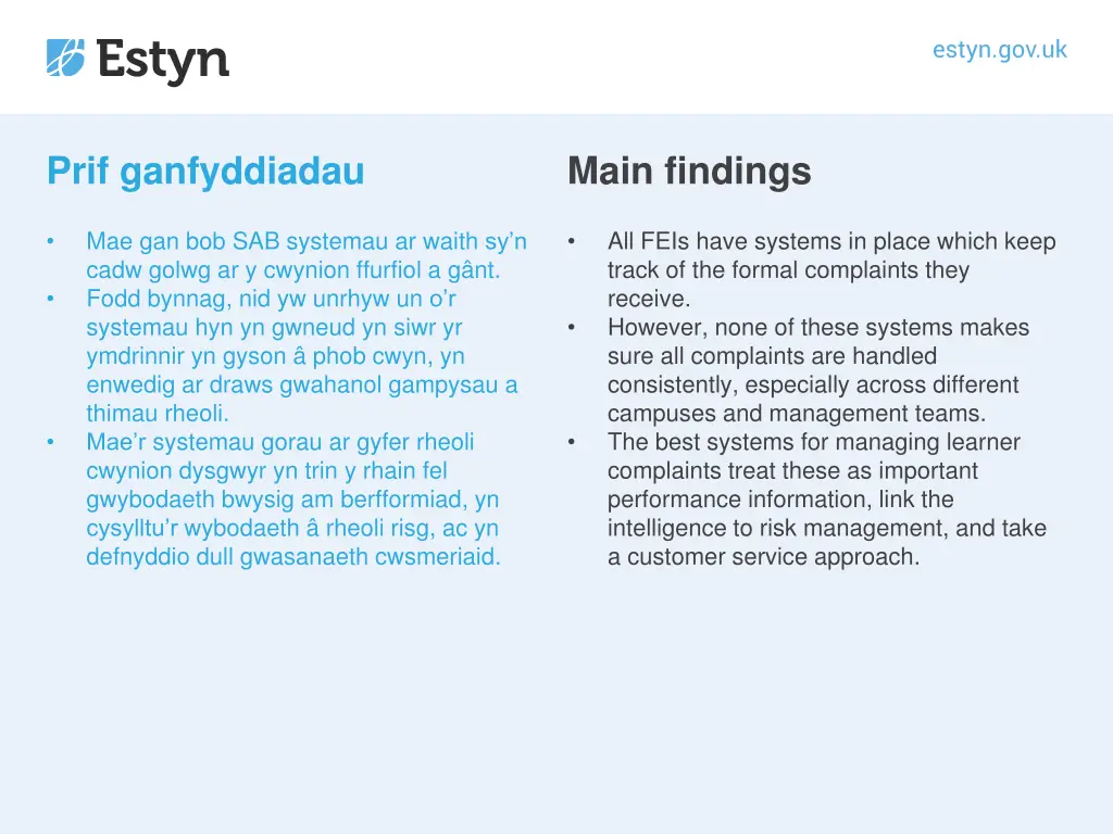 prif ganfyddiadau 5