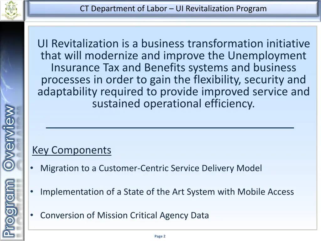 ct department of labor ui revitalization program