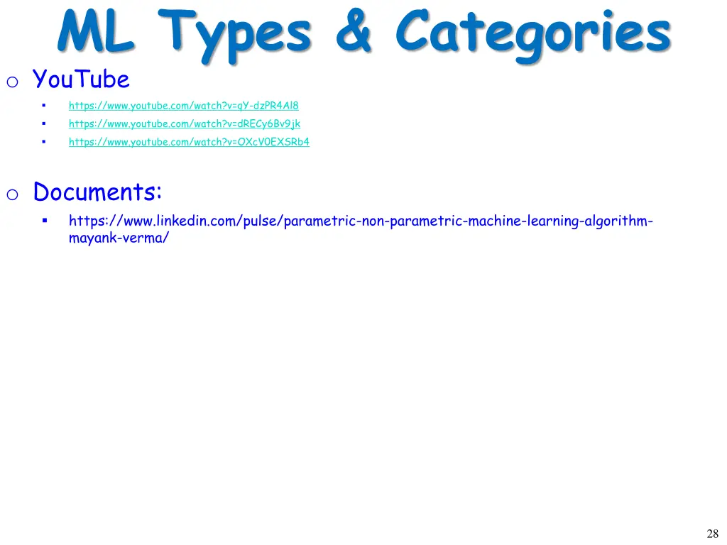 ml types categories o youtube https www youtube