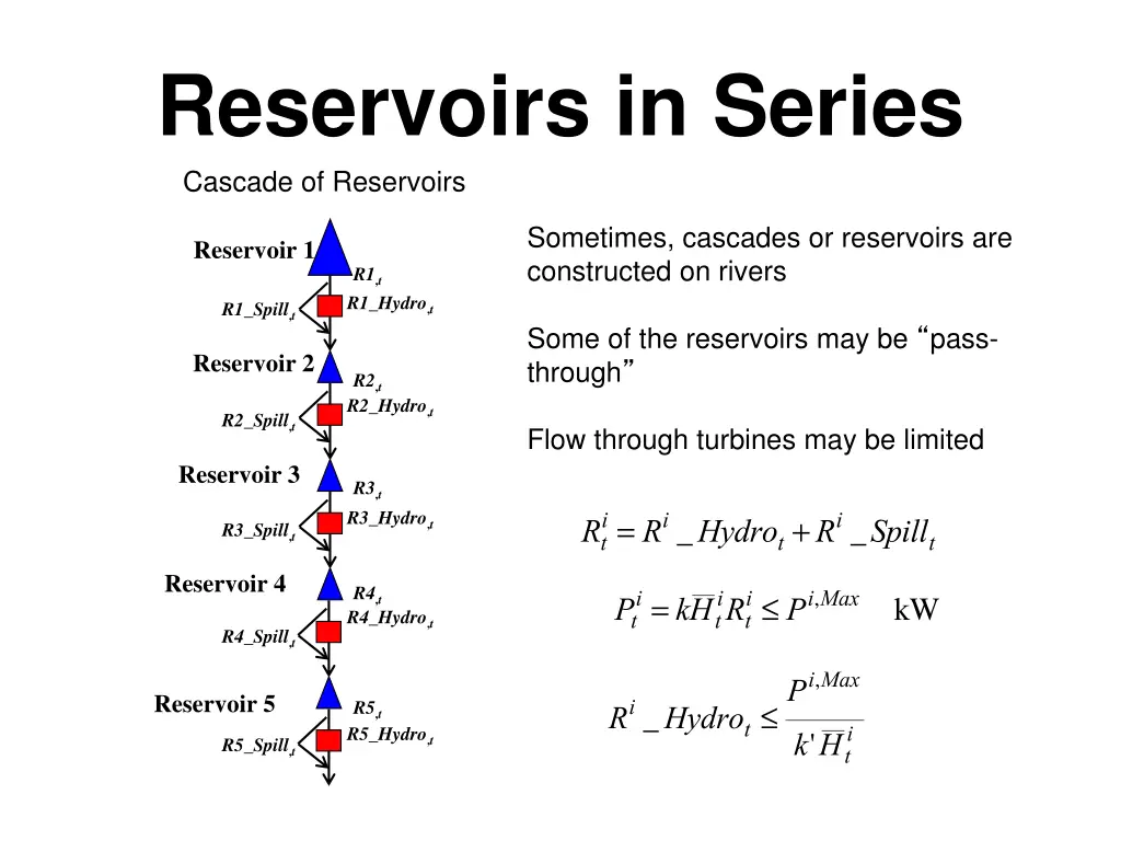 reservoirs in series cascade of reservoirs