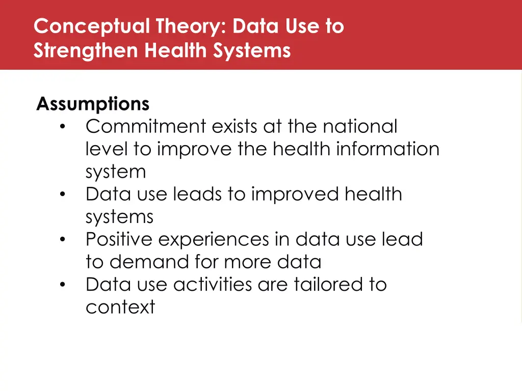 conceptual theory data use to strengthen health