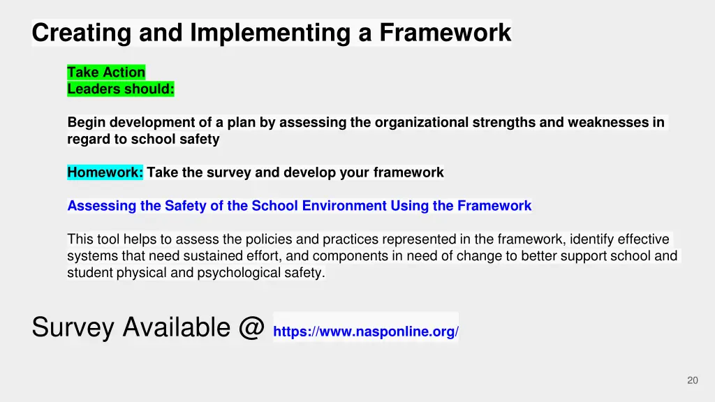 creating and implementing a framework