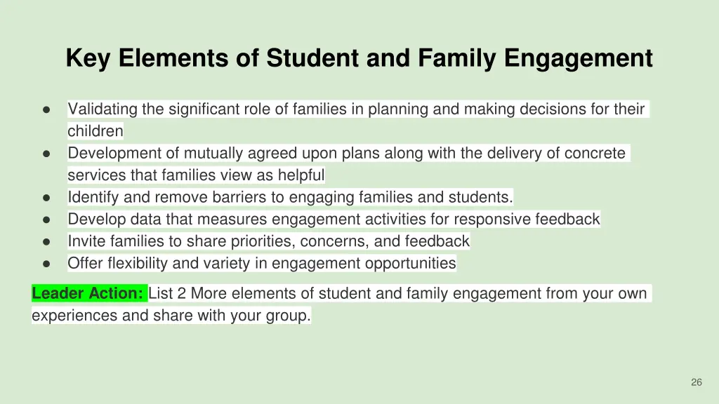 key elements of student and family engagement