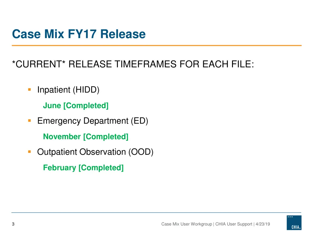 case mix fy17 release