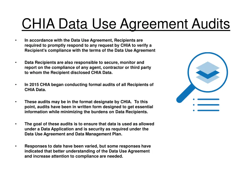 chia data use agreement audits