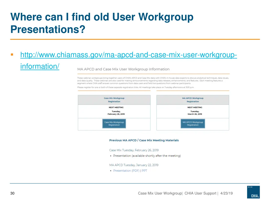 where can i find old user workgroup presentations