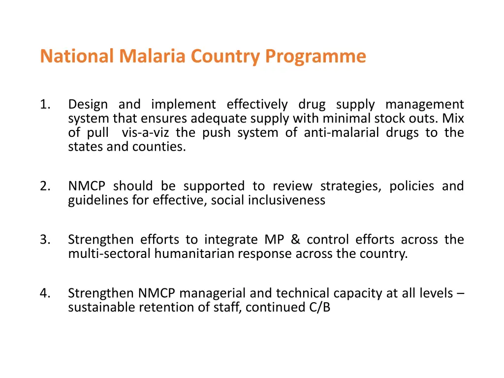 national malaria country programme