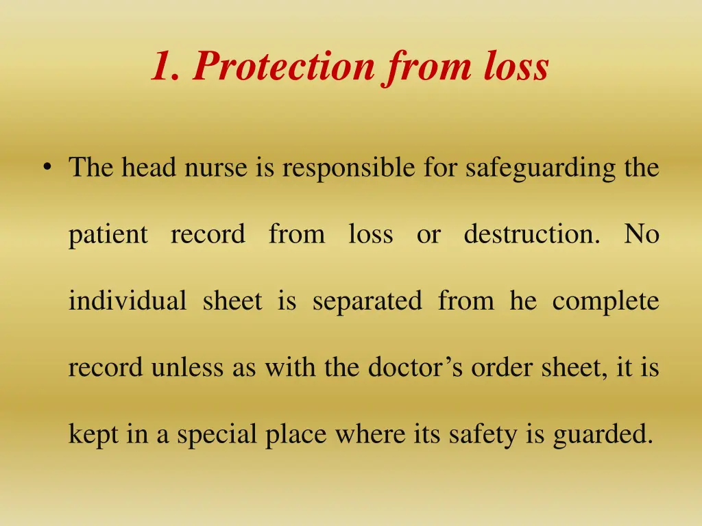 1 protection from loss