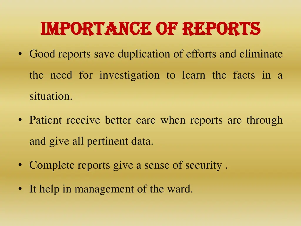 importance of reports importance of reports
